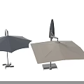 Outdoor Patio Umbrellas In Black Beige With Adjustable Stands And Modern Design