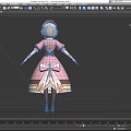 Anime Game Character With Blonde Hair Long Sleeves Pink White Dress And Golden Decorations