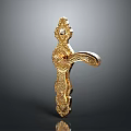 High Quality Golden Carved Door Handle Hardware with Ornate Design Details