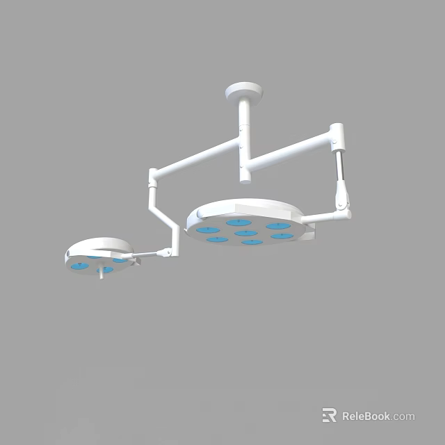 Medical Equipment Surgical Shadowless Lamp With Dual Head LED Bulbs And Adjustable Arm 3d model 