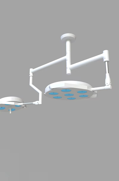 Medical Equipment Surgical Shadowless Lamp With Dual Head LED Bulbs And Adjustable Arm 3d model