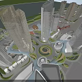 Modern Aerial View Urban Planning With Tall Skyscrapers And Circular Layout Design