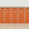 Public Facility Orange Storage Lockers With Multiple Compartments And Secure Design 3d model