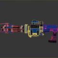 Blue Futuristic Sci Fi Mechanical Weapon With Yellow Accents And Grip Design
