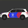 White Police SUV Vehicle With Blue Red Stripes And Badge Design