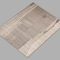 Modern Square Carpet with Neutral Tones and Striped Patterns for Home Decor