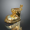 Golden Shiny Boot Fashion Accessory With Metallic Finish And Decorative Design