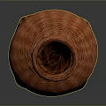 Orange Vase-Shaped Woven Rattan Container with Decorative Basket Weave Design