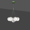 Modern Green Chandelier With White Spherical Shades And Minimalist Design
