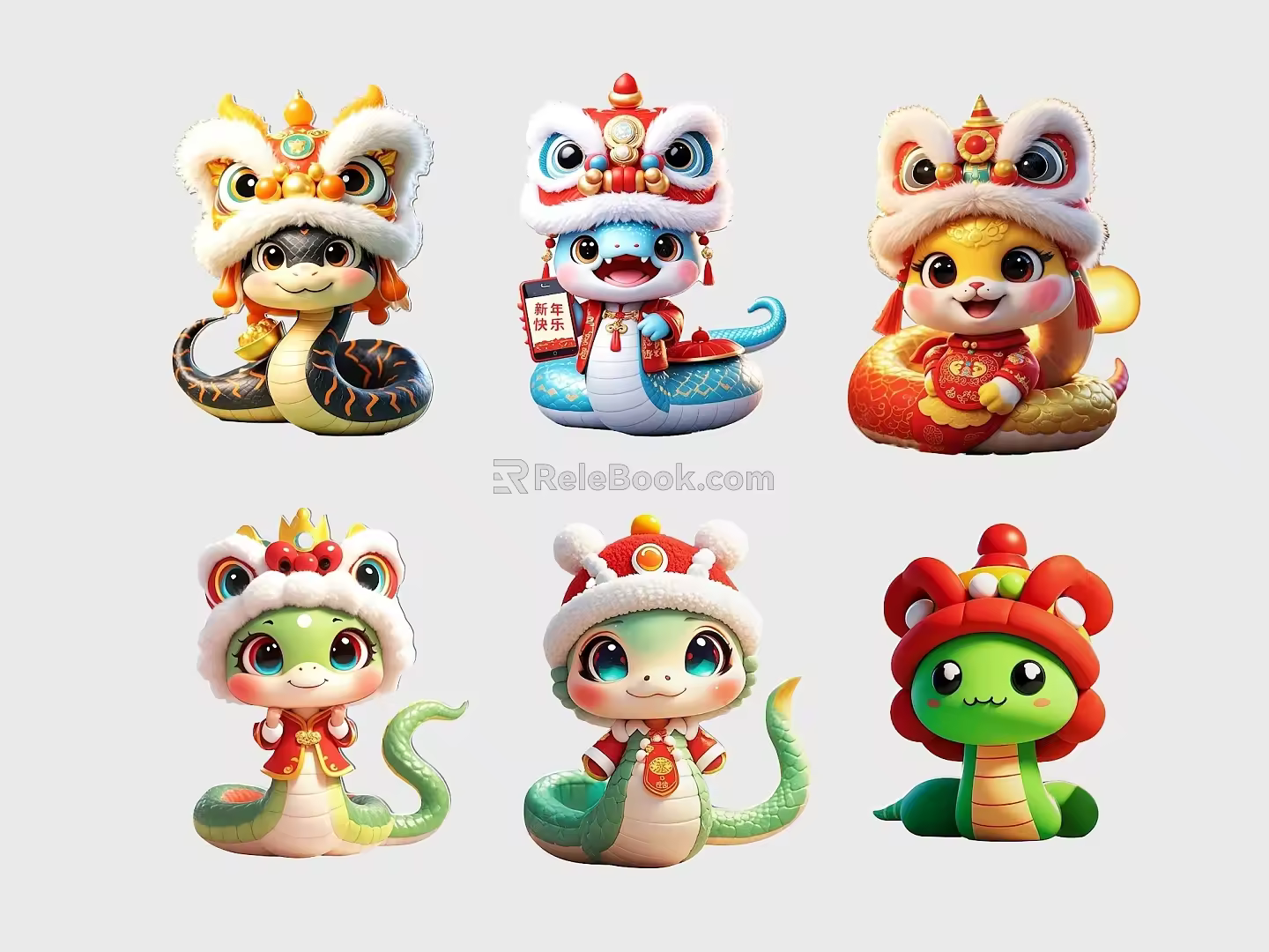 Snake pendant Year of the Snake Mascot Snake Baby 2025 Year of the Snake Element Cartoon Snake New Year Snake Pattern National Tide Year of the Snake Silhouette Snake Element New Chinese Style Art Dress 3d model
