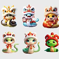 Snake pendant Year of the Snake Mascot Snake Baby 2025 Year of the Snake Element Cartoon Snake New Year Snake Pattern National Tide Year of the Snake Silhouette Snake Element New Chinese Style Art Dress 3d model