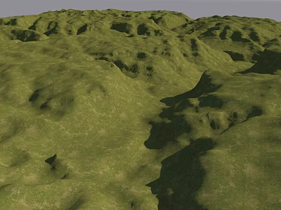 Aerial Planning of Green Hills Undulating Terrain with Grass Covered Natural Landscape 3d model