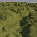 Aerial Planning of Green Hills Undulating Terrain with Grass Covered Natural Landscape