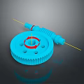 Hardware Tools Blue Gear and Yellow Rod Precision Mechanical Parts for DIY Projects