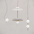 Modern Layered Disc Chandelier With Spherical Pendant Lights On Grey Wall