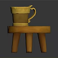 Round Orange Stool Featuring Circular Top Design and Yellow Cup On It