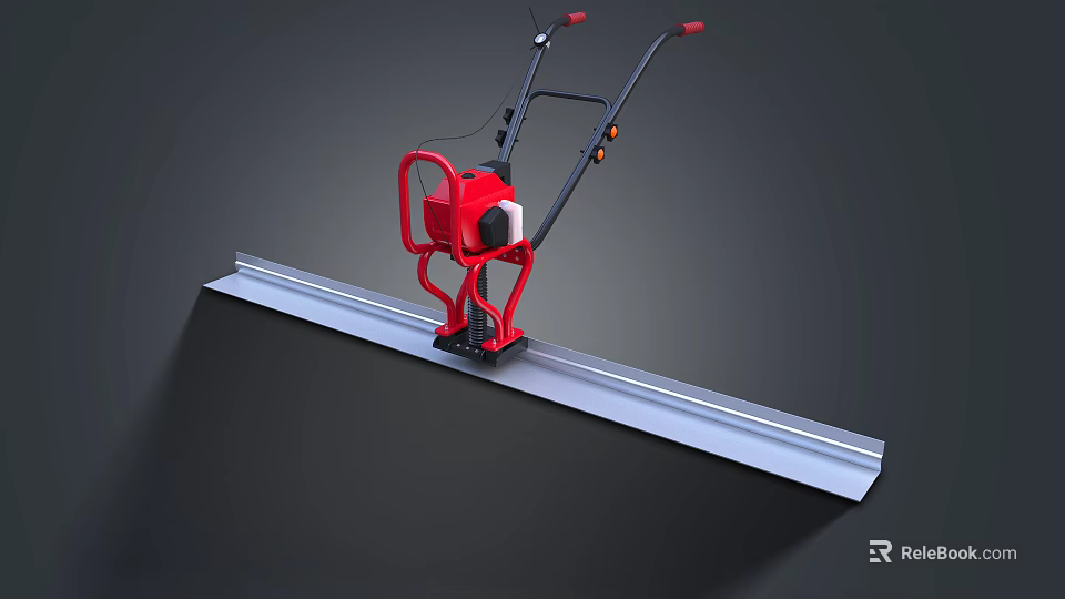 Red Industrial Concrete Screed Machine With Long Metal Blade For Floor Leveling 3d model 