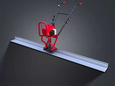 Red Industrial Concrete Screed Machine With Long Metal Blade For Floor Leveling 3d model
