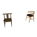 Wooden Leisure Chairs With Different Backrest Designs And Cushioned Seat In Modern Space