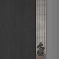 Dark Wooden Wall With Bamboo Blinds And Natural Light Filtering Decorative Object Interior