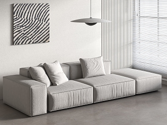 Modern Minimalist Three-Seat Sofa 3d model