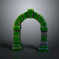 Scenic Green Brick Archway View Against Gray Background With Smooth Reflection 3d model