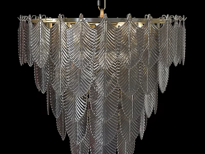 Elegant Modern Silver Feather Design Multi Layer Pendant Chandelier Lighting 3d model