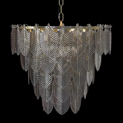 Elegant Modern Silver Feather Design Multi Layer Pendant Chandelier Lighting 3d model