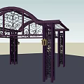 Purple Pergola With Arched Top Wrought Iron Intricate Patterns And Decorative Columns