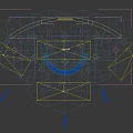 Bright Blue Stage Design With Star Patterns And City Silhouette For Mall Event