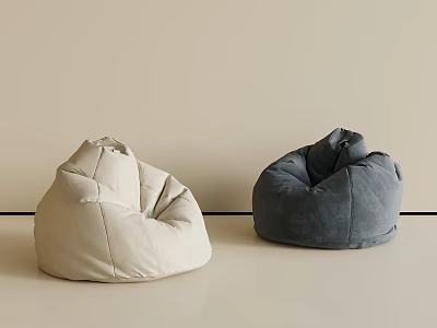 Comfortable Fabric Bean Bag Chairs In Beige And Dark Gray For Modern Minimalist Home Decor 3d model