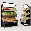 Multi Tiered Display Shelves with Transparent Lids and Wooden Shelves for Fresh Produce