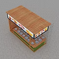 Mall Kiosk With Wooden Structure Large Screen Displaying Drinks And Seating Area
