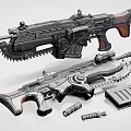 Futuristic Black Tactical Rifle with Magazines Scopes and Military Weapon Accessories