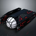 Modern Black Structure With Red Accent Lines And White Basketball Design