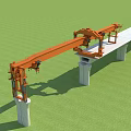 Orange Industrial Bridge Girder Launcher Installed On Concrete Pillars For Bridge Construction