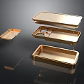 Golden Metal Electronic Device Enclosure Components With Stacked Design And Shiny Surface