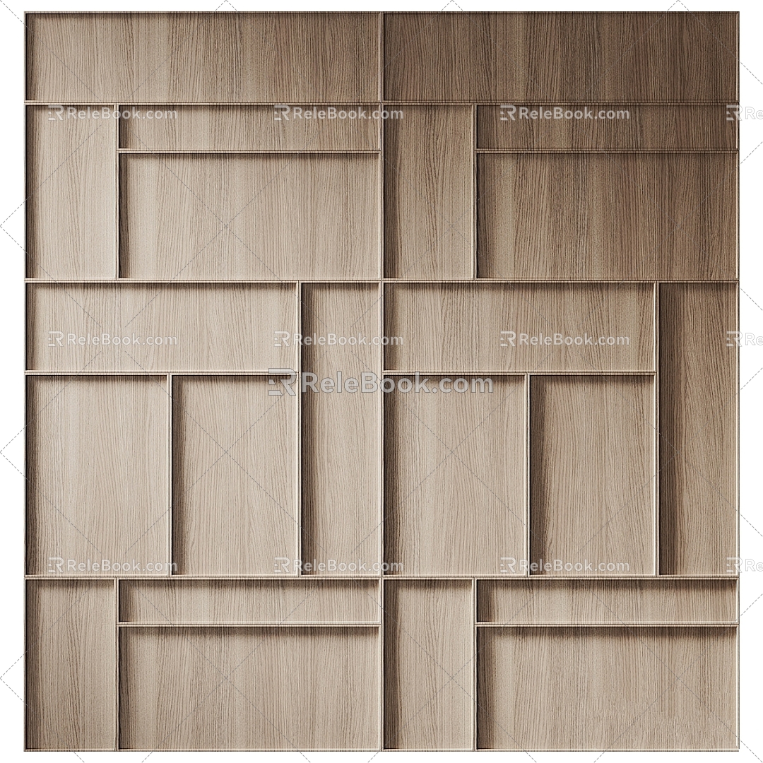 Modern Other veneer Wood Segment Panel japandi 3d model