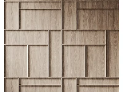 Light Wood Panel Wall With Geometric Pattern And Layered Design Texture 3d model