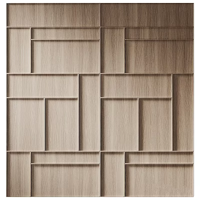 Light Wood Panel Wall With Geometric Pattern And Layered Design Texture 3d model