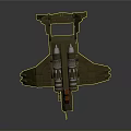 Sci-Fi Spaceship Model With Dual Engines Sleek Wings Metallic Body And Orange Accents