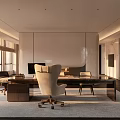 Modern Luxury Spacious Office With Large Work Desk And Comfortable Ergonomic Chairs And Warm Sunlight