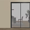 Modern Interior Sliding Door With Black Frame And Frosted Glass Dot Pattern 3d model