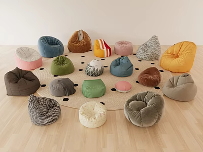 Cozy Bean Bag Chairs in Various Colors for Indoor Relaxation Space 3d model