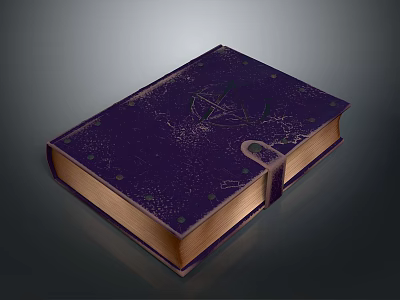 Vintage Mystical Book With Purple Cover Star Pattern Decorative Spine And Antique Design 3d model