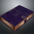 Vintage Mystical Book With Purple Cover Star Pattern Decorative Spine And Antique Design