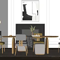Nordic Dining Table and Chair Combination Dining Table and Chair 3d model