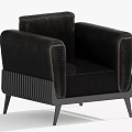 Black Velvet Single Sofa With Textured Armrests And Modern Metal Legs