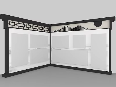 Event Passage With Black Frame White Display Panels And Chinese Style Top Decorations 3d model