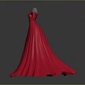 Red Off The Shoulder Formal Evening Gown With Full Flowy Train Skirt